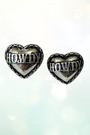 HOWDY ENGRAVED HEART POST EARRING