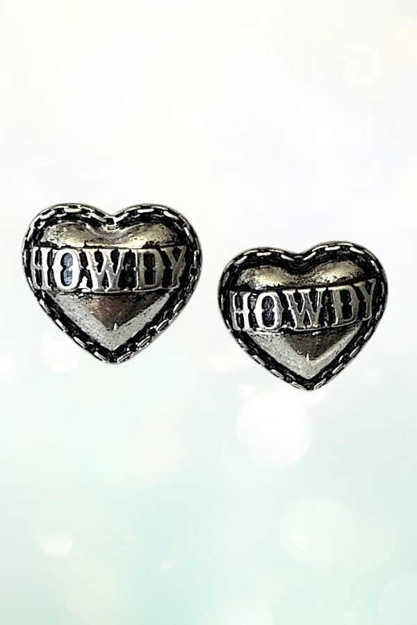 HOWDY ENGRAVED HEART POST EARRING