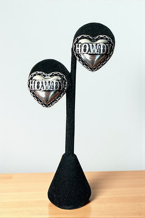 HOWDY ENGRAVED HEART POST EARRING