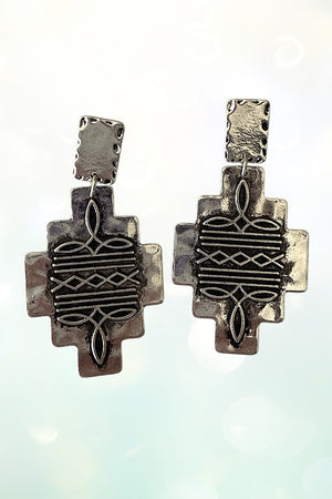 GEOMETRIC BOOT STITCH METAL DANGLE EARRING