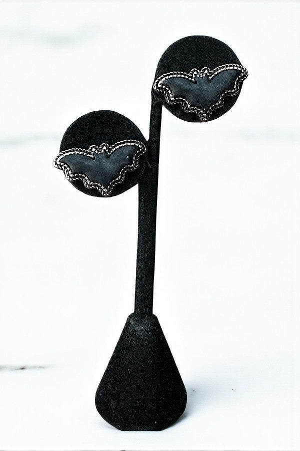 BLACK BAT POST EARRING