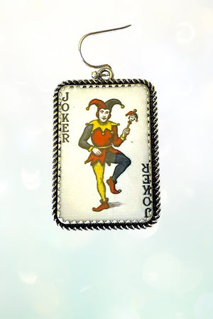 WESTERN VINTAGE JOKER CARD DANGLE EARRING