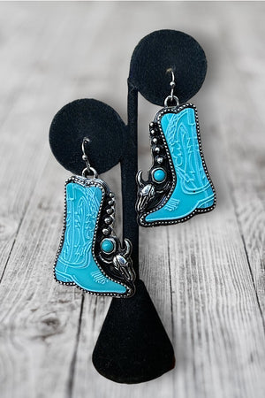 WESTERN TQ GEM ACCENT COWBOY BOOTS DANGLE EARRING