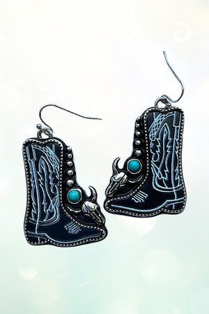 WESTERN TQ GEM ACCENT COWBOY BOOTS DANGLE EARRING