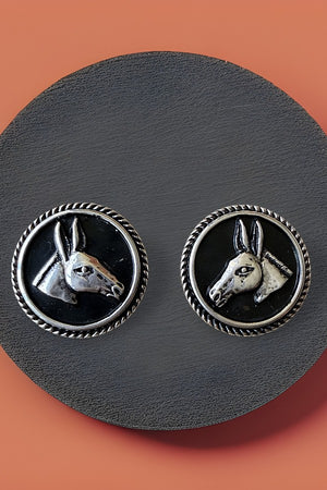 WESTERN DONKEY HEAD PORTRAIT ROUND POST EARRING
