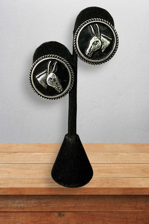 WESTERN DONKEY HEAD PORTRAIT ROUND POST EARRING