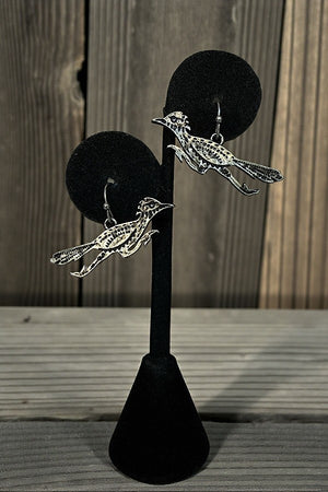 WESTERN ETCHED ROADRUNNER DANGLE EARRING