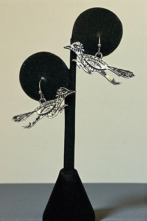 WESTERN ETCHED ROADRUNNER DANGLE EARRING
