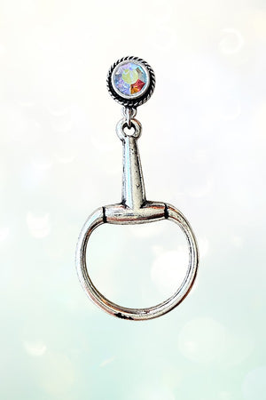 WESTERN AB STONE POST SNAFFLE BIT DANGLE EARRING