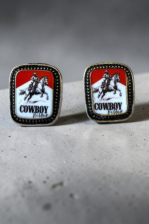 WESTERN COWBOY KILLER & PUNCHY 3 POST EARRING SET