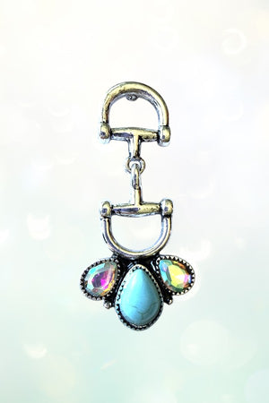 WESTERN SNAFFLE BIT TQ AB GEMSTONE DROP EARRING