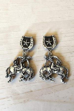 WESTERN COWBOY HORSE RIDING DANGLE EARRING