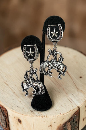 WESTERN COWBOY HORSE RIDING DANGLE EARRING