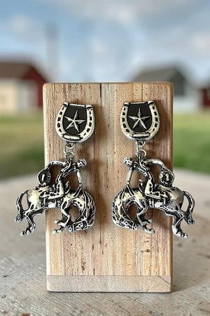 WESTERN COWBOY HORSE RIDING DANGLE EARRING
