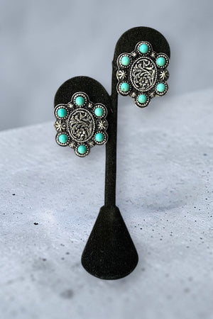 WESTERN TQ GEM ACCENT OVAL POST EARRING