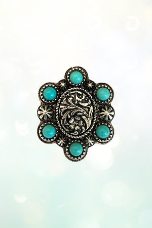 WESTERN TQ GEM ACCENT OVAL POST EARRING