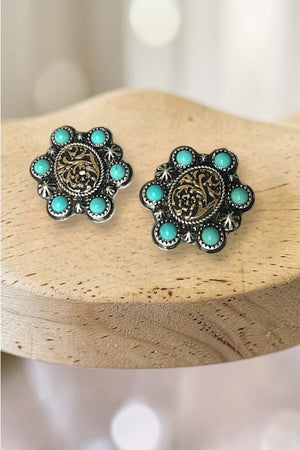 WESTERN TQ GEM ACCENT OVAL POST EARRING