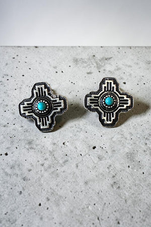 WESTERN SMALL CROSS CONCHO TQ STUD EARRING