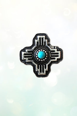WESTERN SMALL CROSS CONCHO TQ STUD EARRING