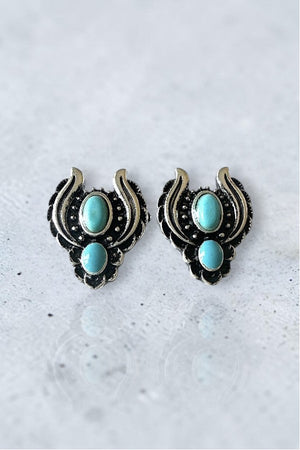 WESTERN TQ GEM CONCHO STUD EARRING