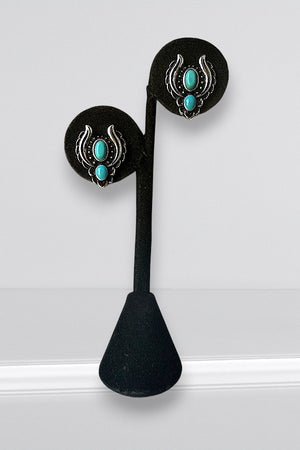 WESTERN TQ GEM CONCHO STUD EARRING