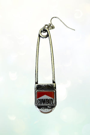 WESTERN COWBOY SAFETY PIN DANGLE EARRING