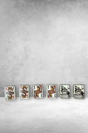 WESTERN POKER CARD POST STUD EARRING 3 PAIR SET
