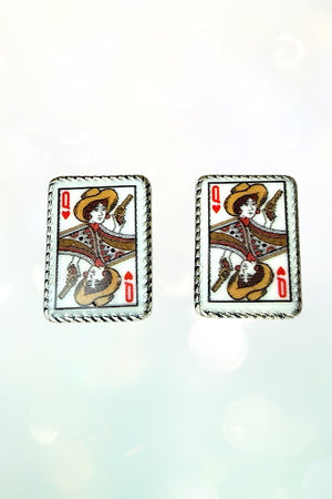 WESTERN POKER CARD POST STUD EARRING 3 PAIR SET