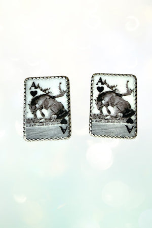 WESTERN POKER CARD POST STUD EARRING 3 PAIR SET