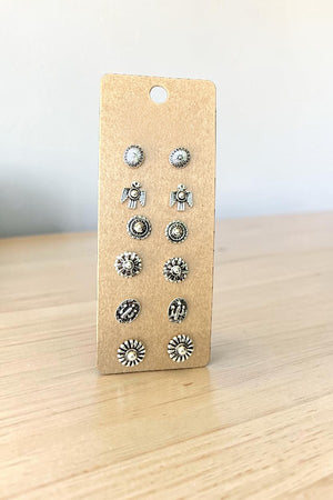 WESTERN DESIGN MULTI PAIR STUD EARRING SET