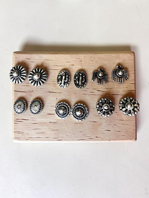 WESTERN DESIGN MULTI PAIR STUD EARRING SET