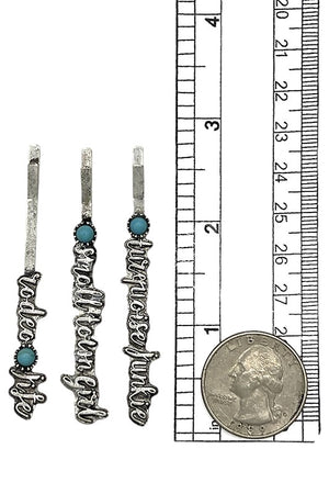 Mix Western Turquoise Gem Accdent Hair Pin Set