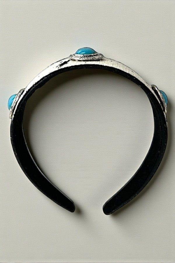 WESTERN TQ GEM CONCHO COWHIDE HEADBAND