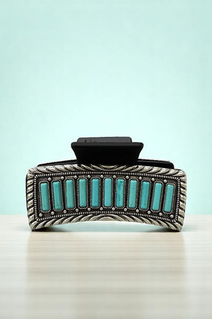 WESTERN TQ GEM ACCENT ETCHED METAL HAIR CLAW