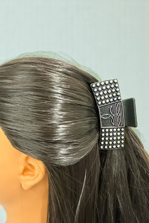 WESTERN BOOT STITCH BUBBLE METAL PLATE HAIR CLAW