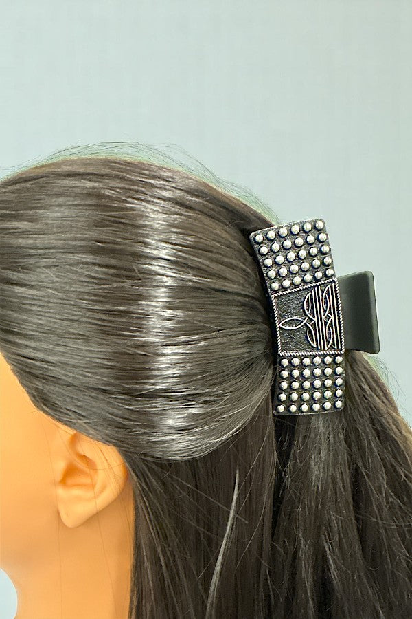 WESTERN BOOT STITCH BUBBLE METAL PLATE HAIR CLAW