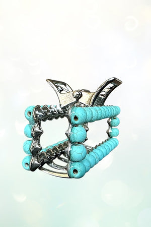 WESTERN NAVAJO PEARL BEAD RECTANGULAR HAIR CLAW