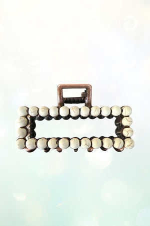 WESTERN NAVAJO PEARL BEAD RECTANGULAR HAIR CLAW