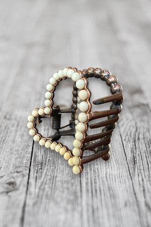 WESTERN BUBBLE HEART OUTLINE HAIR CLAW