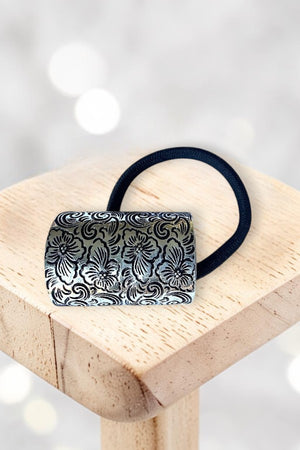WESTERN FLORAL ETCHED HAIR CUFF TIE