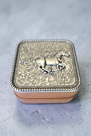 RUNNING HORSE DESIGN ETCHED JEWELRY BOX
