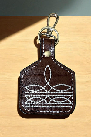WESTERN BOOT STITCH LEATHER KEYCHAIN
