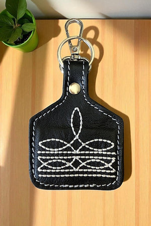WESTERN BOOT STITCH LEATHER KEYCHAIN