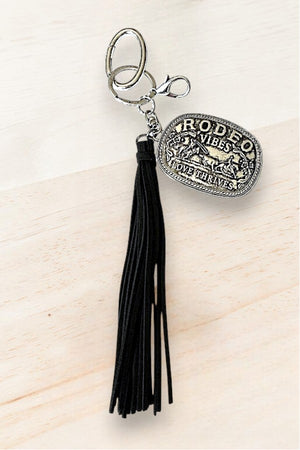 WESTERN RODEO VIBES PLATE TASSEL DANGLE KEYCHAIN