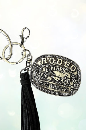 WESTERN RODEO VIBES PLATE TASSEL DANGLE KEYCHAIN