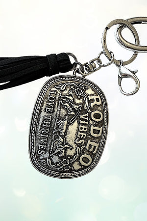 WESTERN RODEO VIBES PLATE TASSEL DANGLE KEYCHAIN