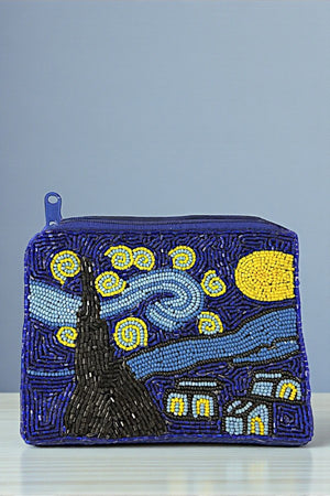 STARRY MOON NIGHT MULTI SEED BEAD MINI BAG