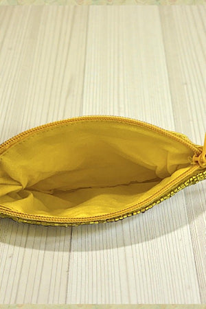 FLORAL MULTI SEED BEAD MINI POUCH