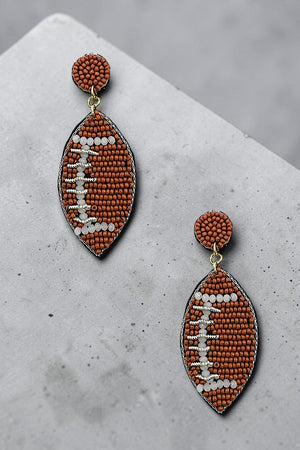 FOOTBALL SEED BEAD SEQUIN DROP EARRING
