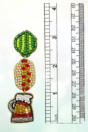 HOT DOG BEER MIX SEED BEAD DROP EARRING